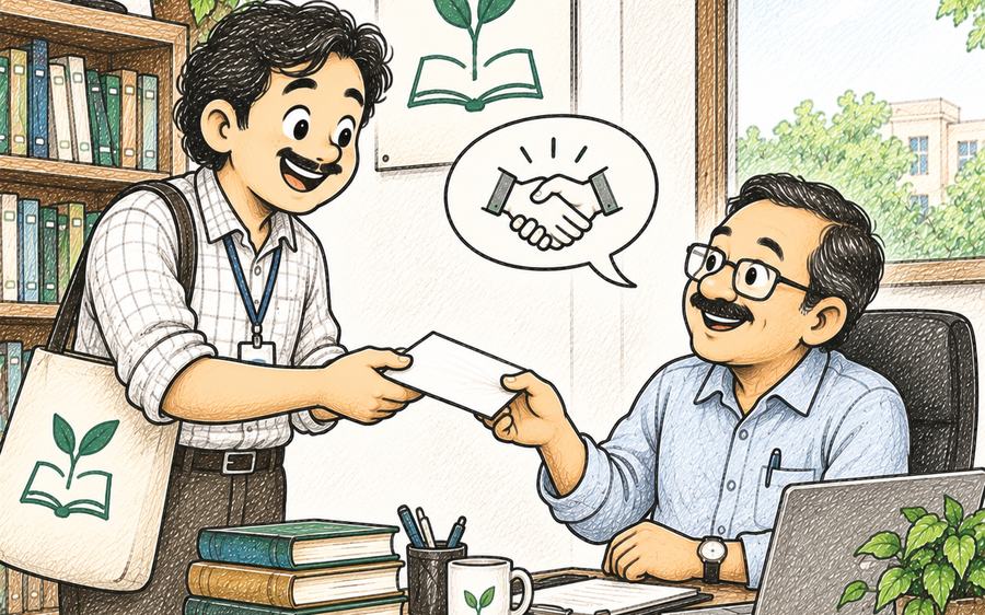 An ambassador introducing Mini-Library to an organisation