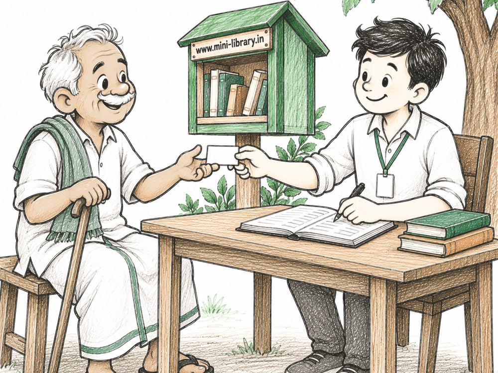A Captain helping a villager sign the paper register